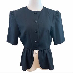 Vintage 80’s Caron black peplum structured top